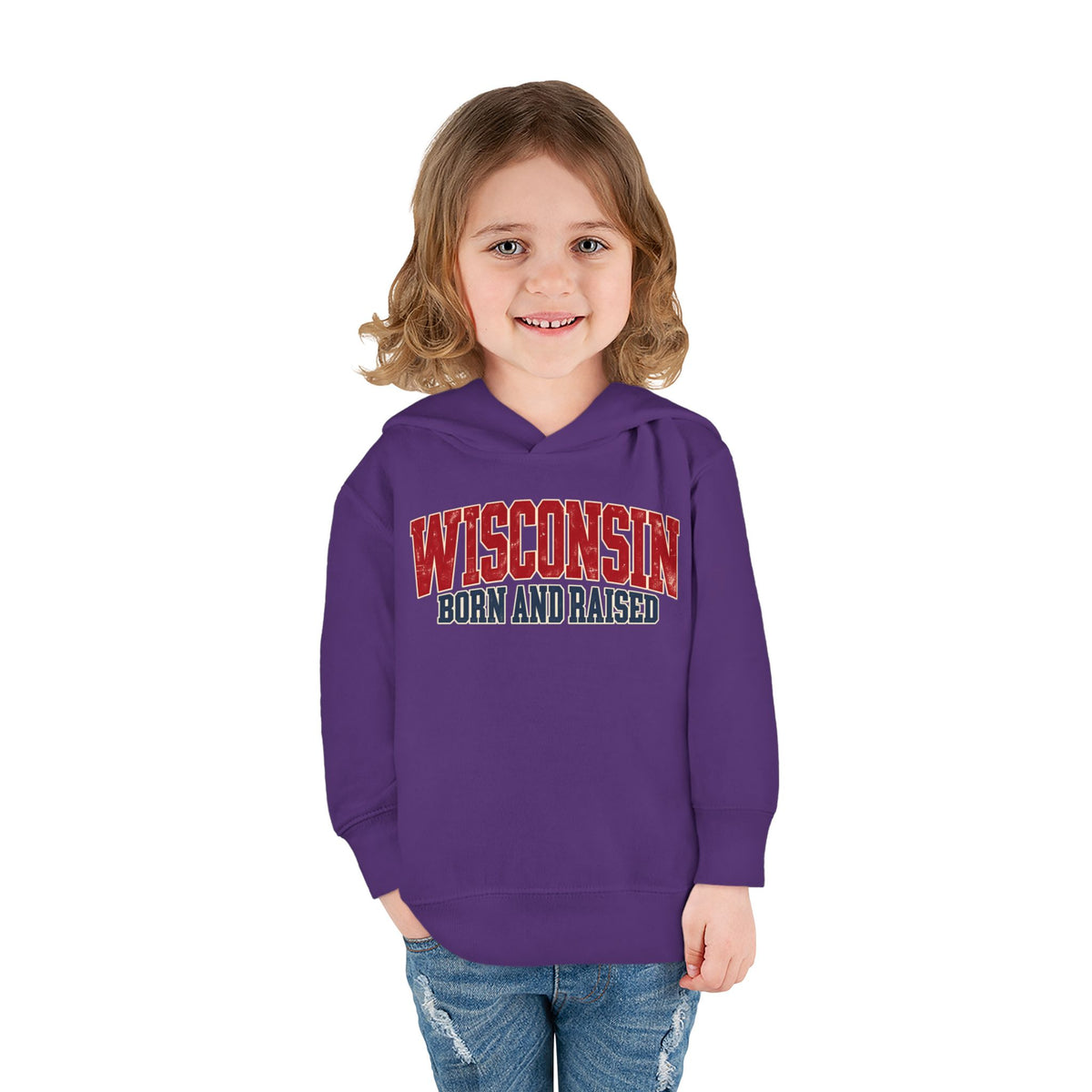 Wisconsin Born and Raised Midwest Heritage Unisex Toddler Pullover Fleece Hoodie