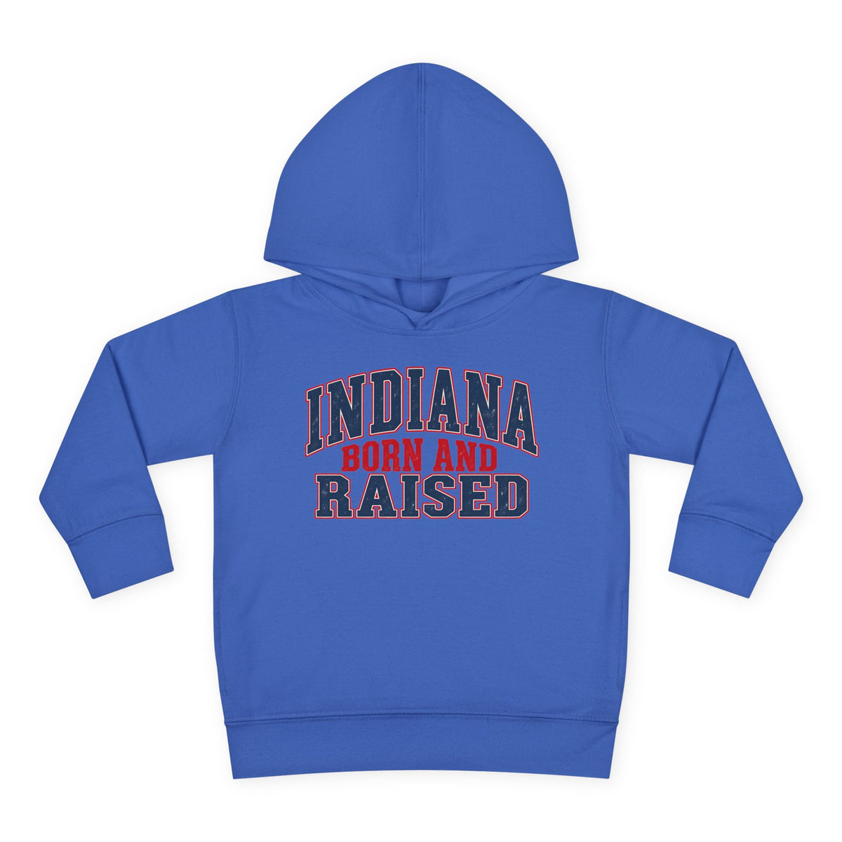 Indiana Born and Raised Bold Hometown Pride Unisex Toddler Pullover Fleece Hoodie
