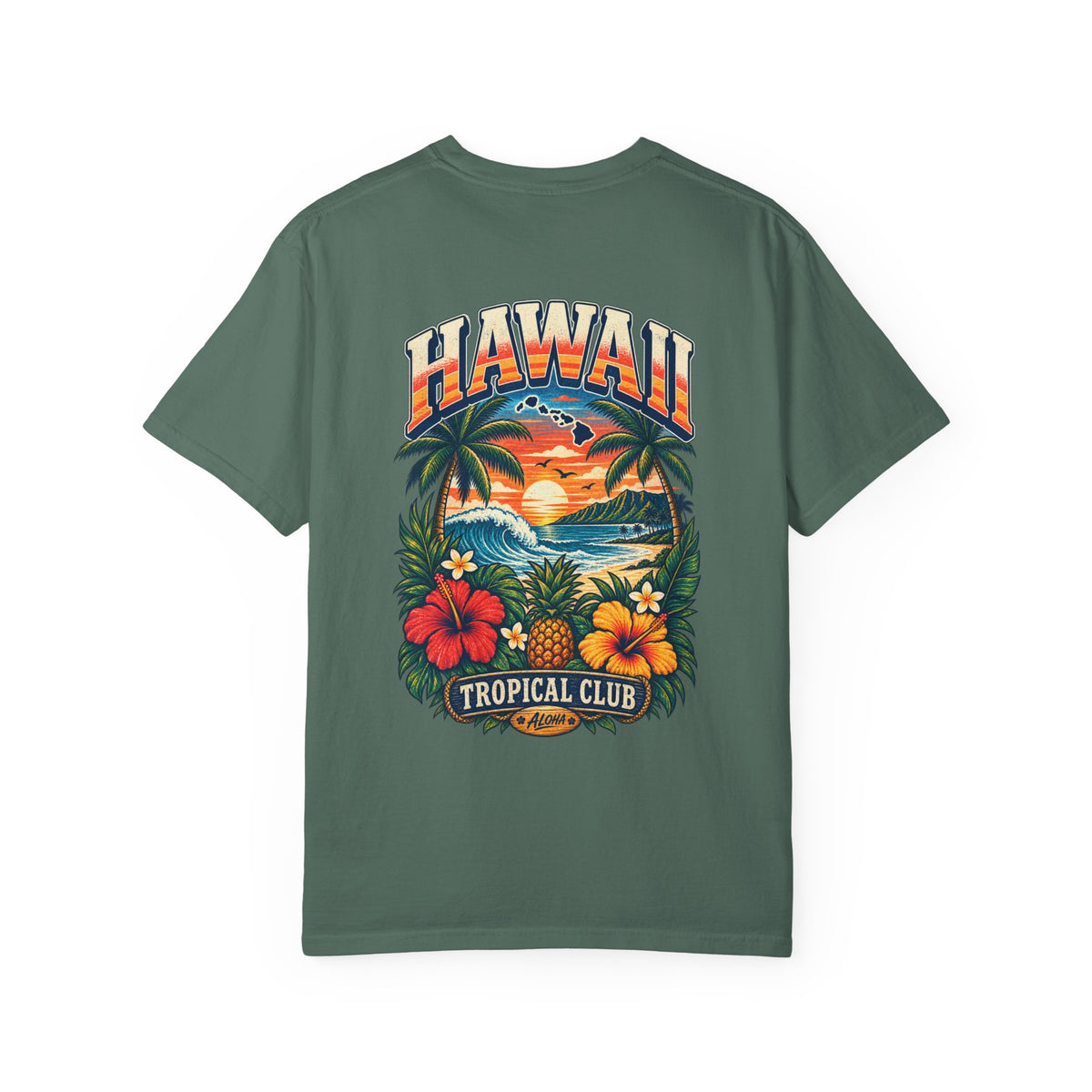 Hawaii Tropical Club Unisex Comfort Color 1717 Streetwear Graphic Tee