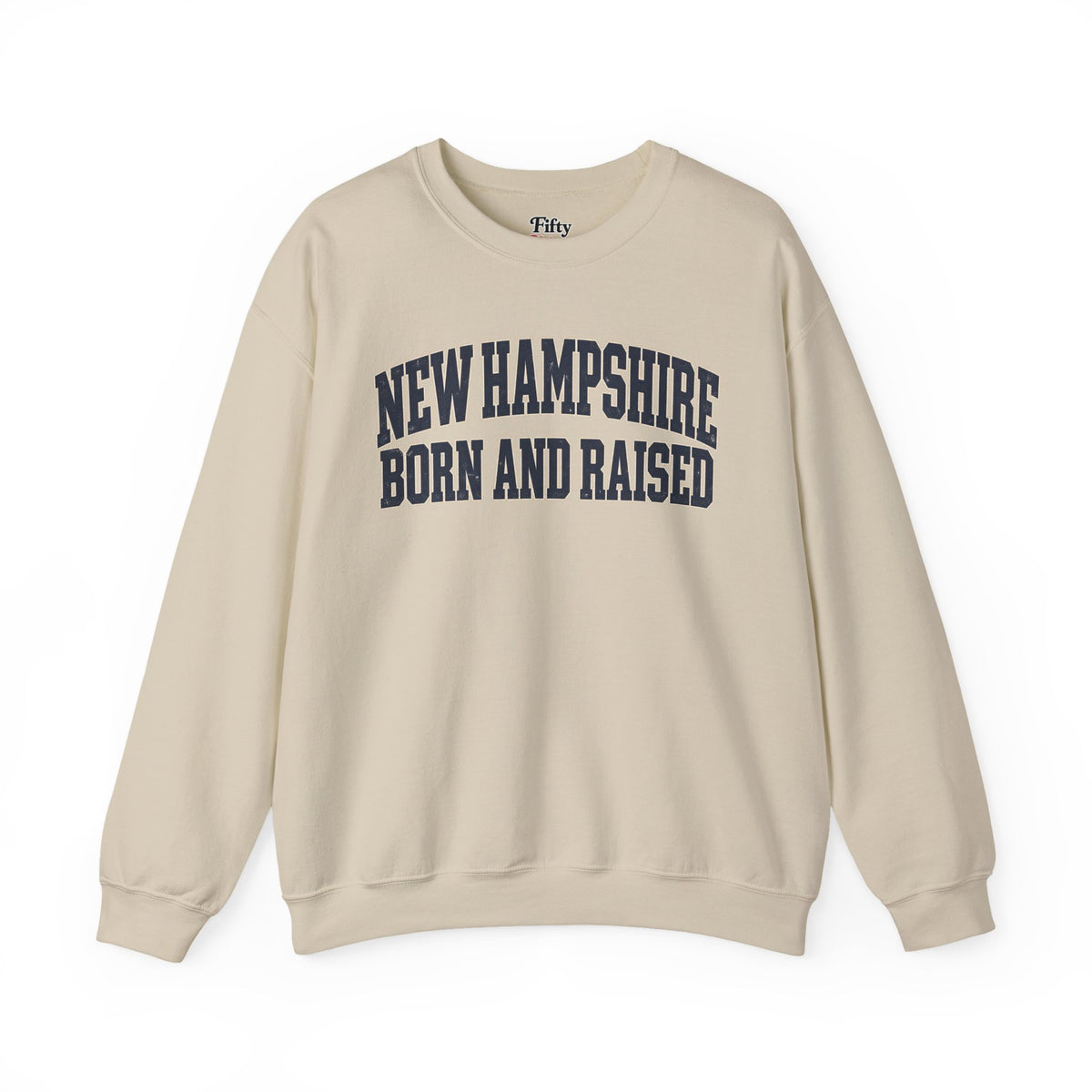 New Hampshire Born and Raise Unisex Crewneck Sweatshirt State Name Graphic