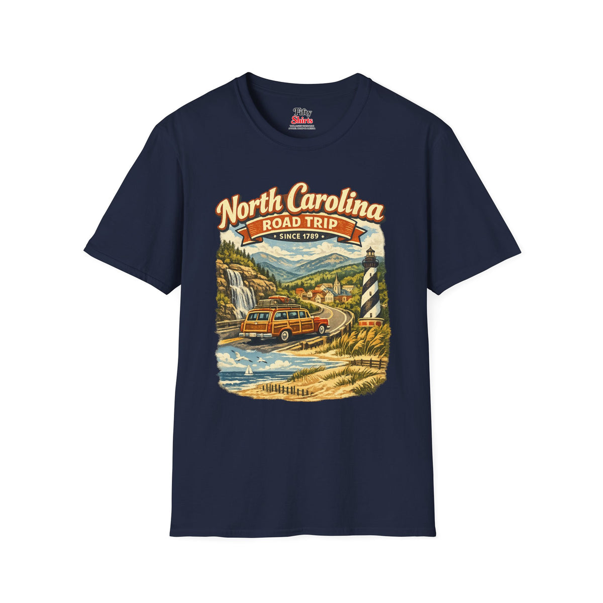 North Carolina Road Trip Unisex Softstyle T Shirt State Pride Graphic Tee Collections FS03