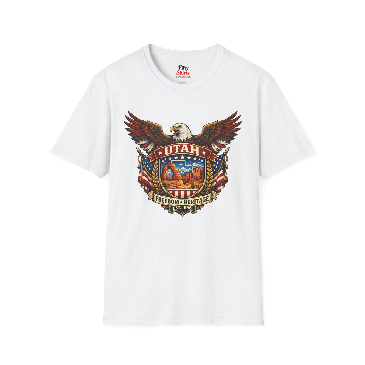 Utah Americana Eagle Unisex Softstyle T Shirt State Pride Graphic Tee Collections FS03