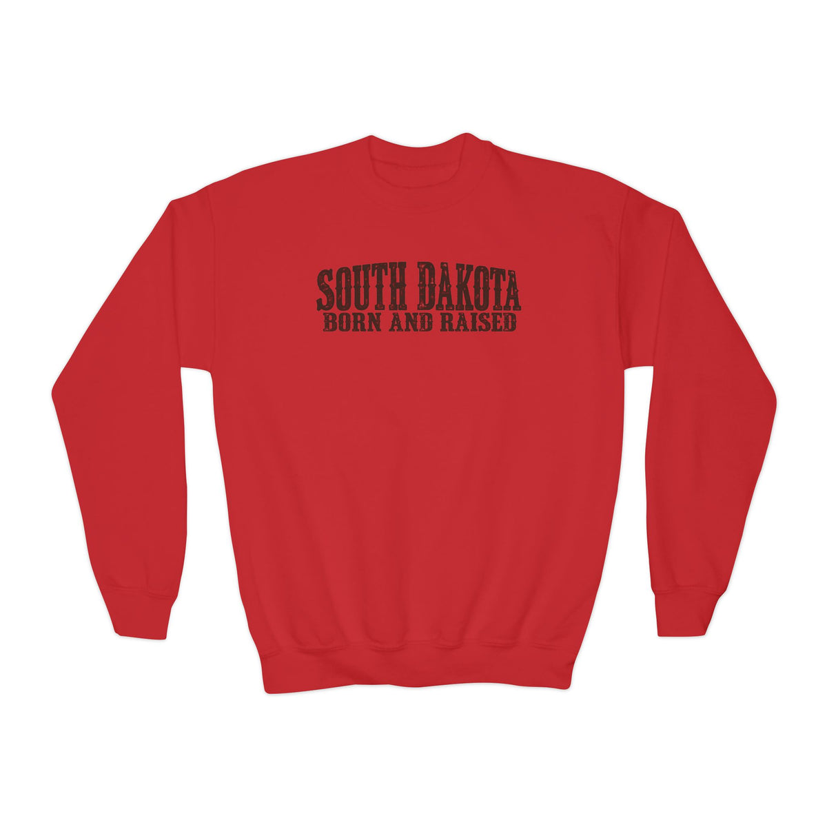 South Dakota Born and Raised Western Heritage Unisex Youth Crewneck Sweatshirt Graphic