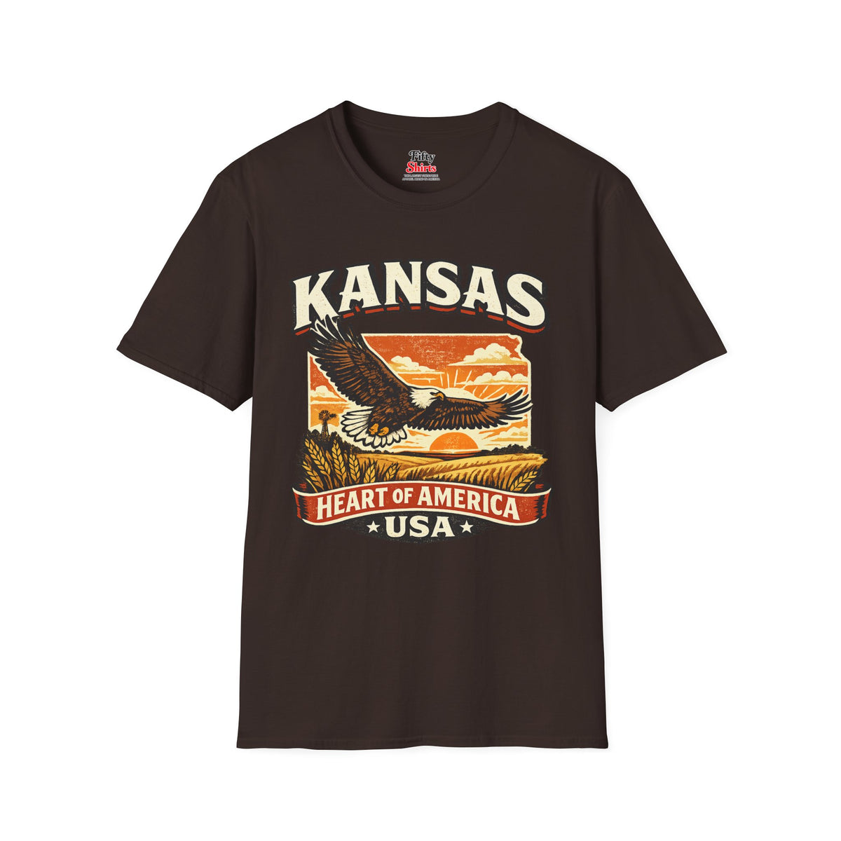 Heart of America Kansas Unisex Softstyle T Shirt State Pride Graphic Tee Collections FS03