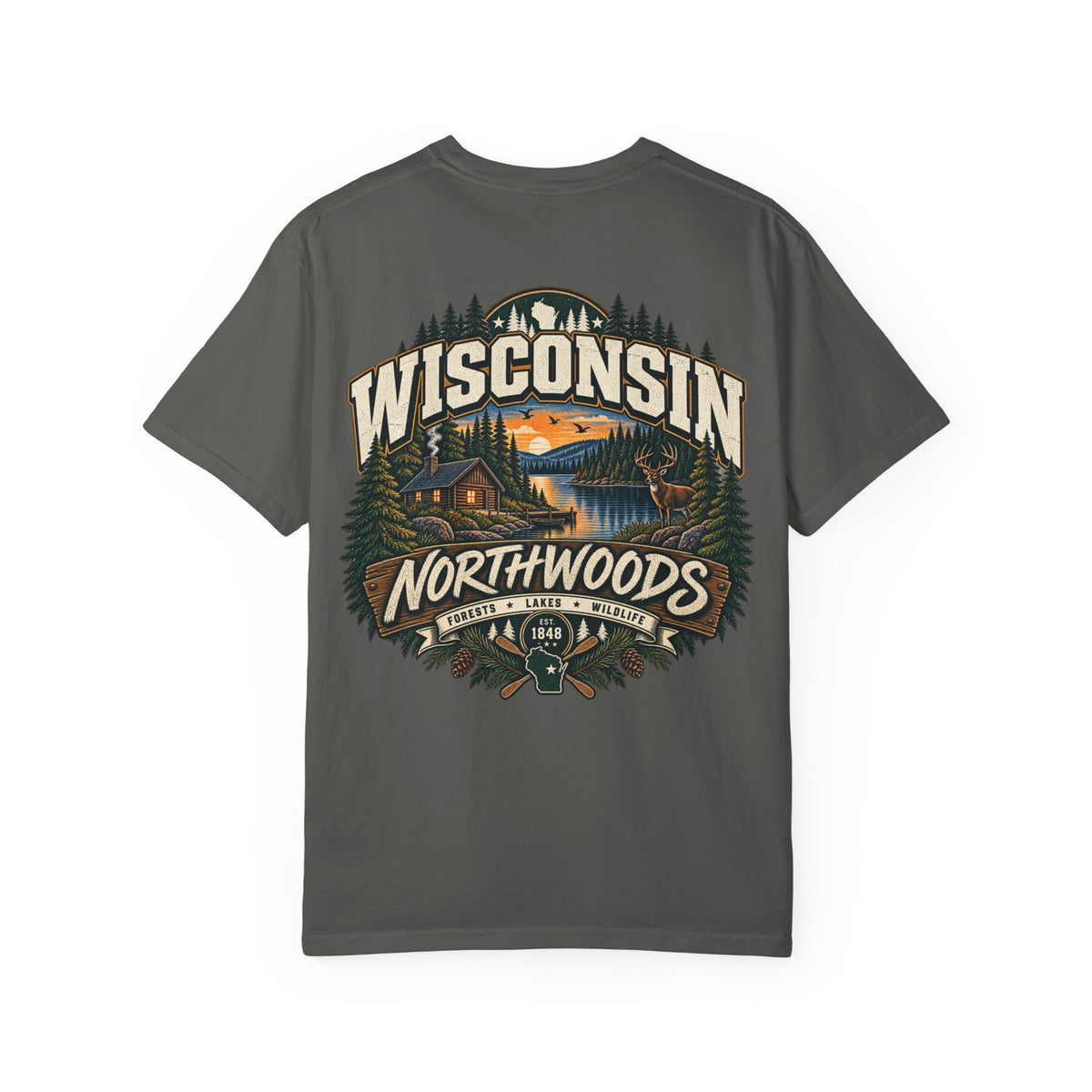 Wisconsin Northwoods Unisex Comfort Color 1717 Streetwear Graphic Tee