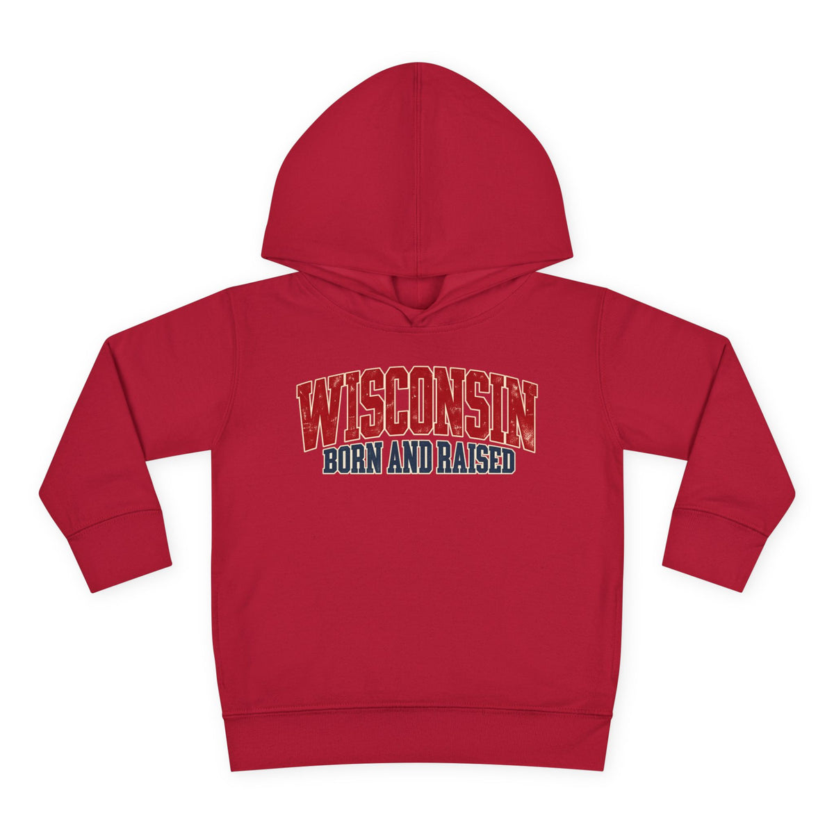Wisconsin Born and Raised Midwest Heritage Unisex Toddler Pullover Fleece Hoodie