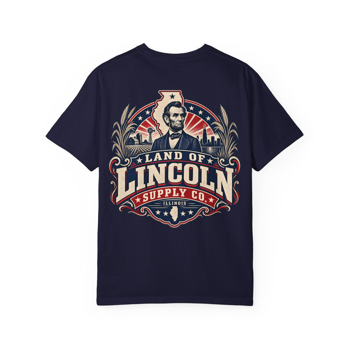 Illinois Land of Lincoln Suppy Co. Unisex Comfort Color 1717 Streetwear Graphic Tee