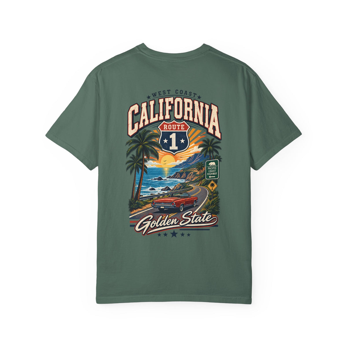 California West Coast Highway Unisex Comfort Color 1717 Streetwear Graphic Tee