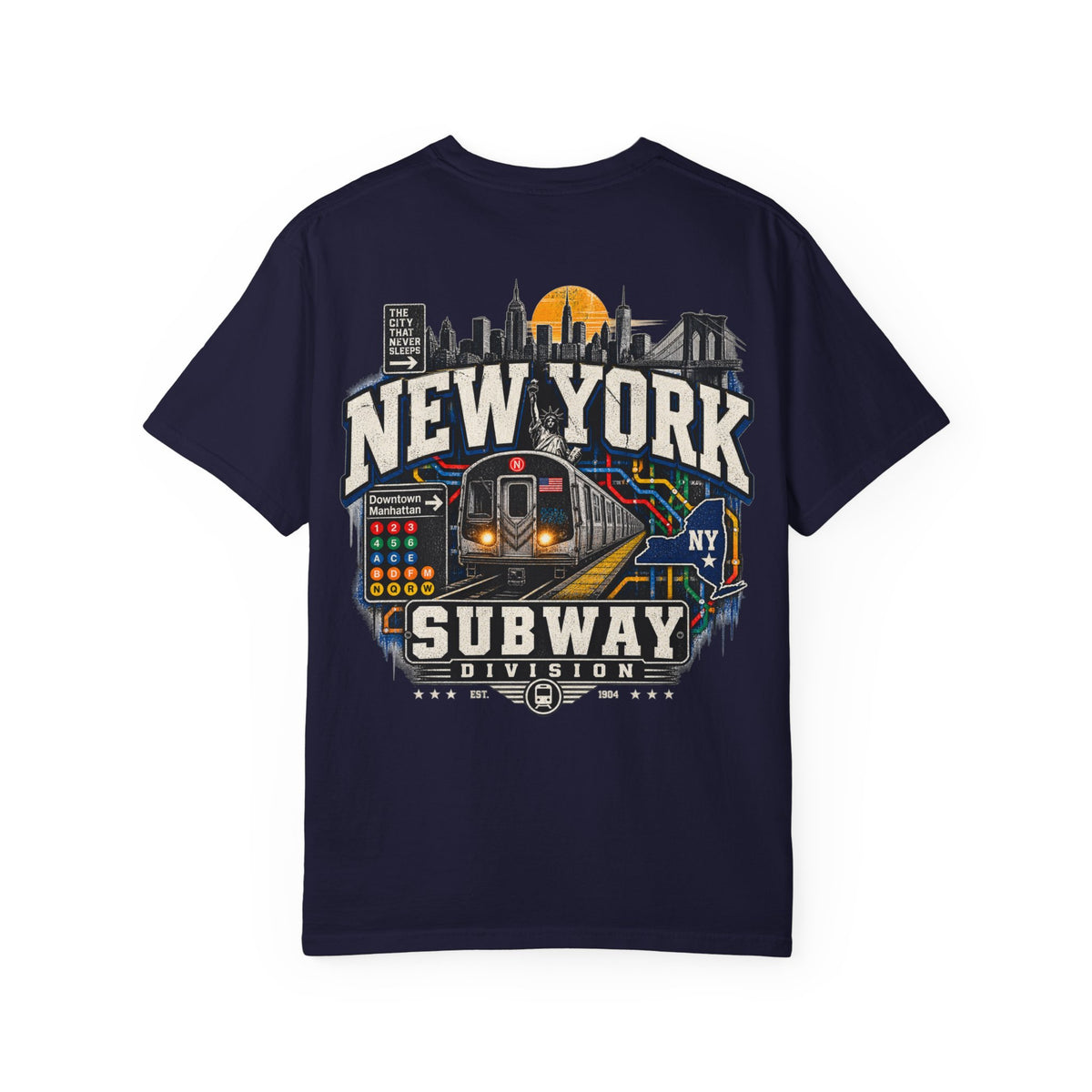 New York Subway Division Unisex Comfort Color 1717 Streetwear Graphic Tee