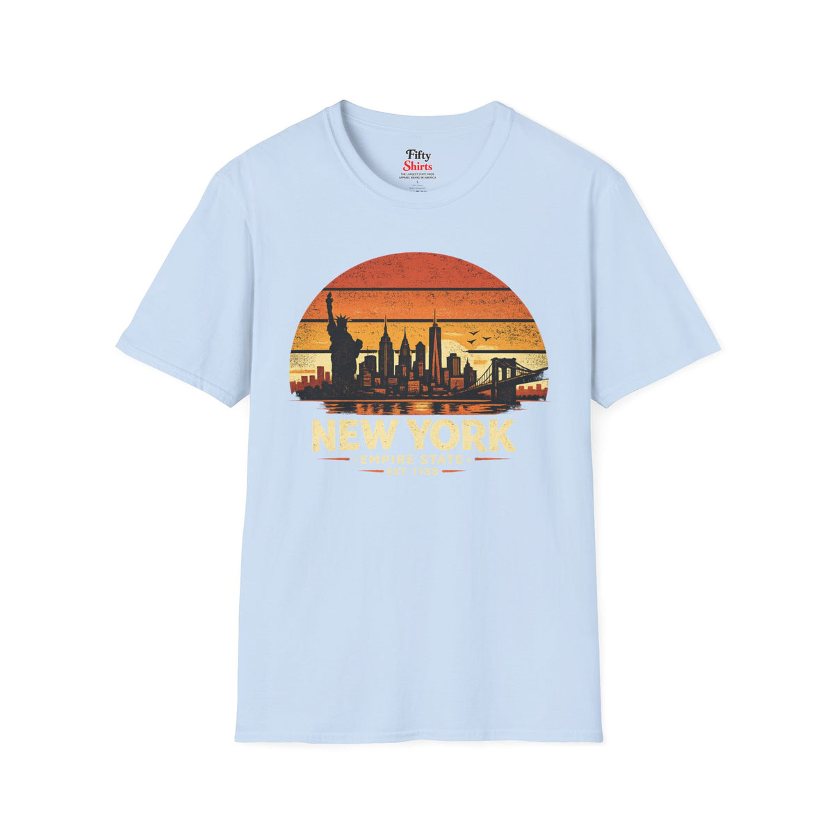 New York Skyline Sunset Unisex Softstyle T Shirt State Pride Graphic Tee Collections FS03