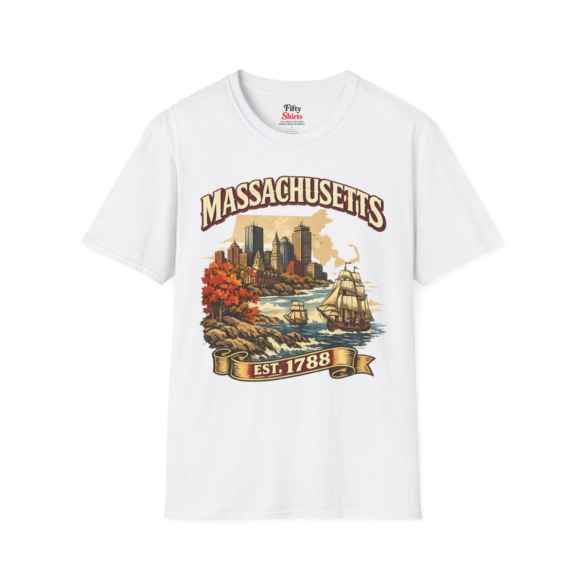 Vintage Massachusetts Heritage Unisex Softstyle T Shirt State Pride Graphic Tee Collections FS03