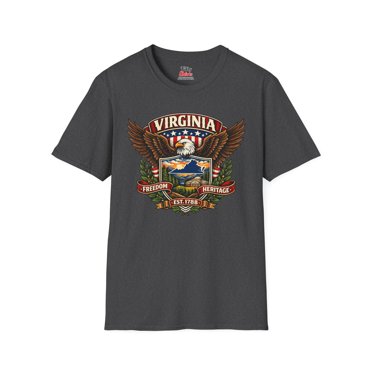 Virginia Americana Eagle Unisex Softstyle T Shirt State Pride Graphic Tee Collections FS03