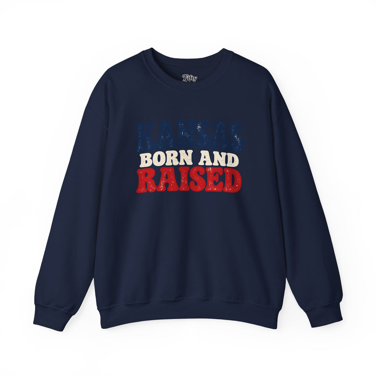 Kansas Born and Raised Retro 1970s Unisex Sweatshirt Graphic