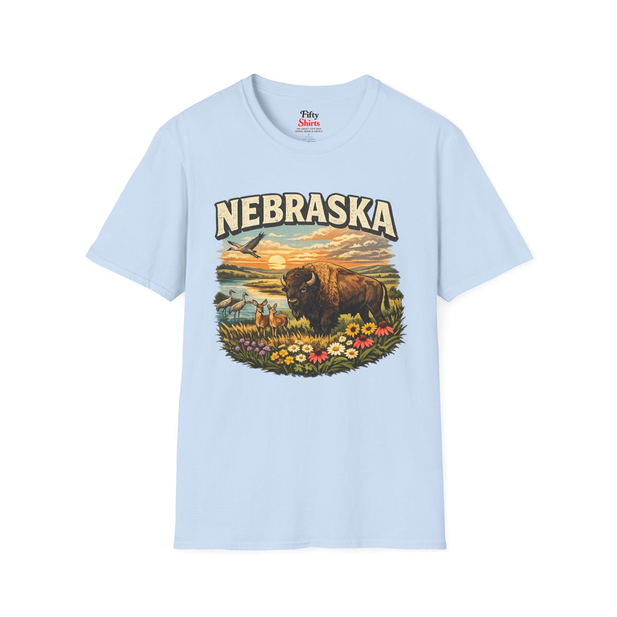 Nebraska Wildlife Unisex Softstyle T Shirt State Pride Graphic Tee Collections FS03
