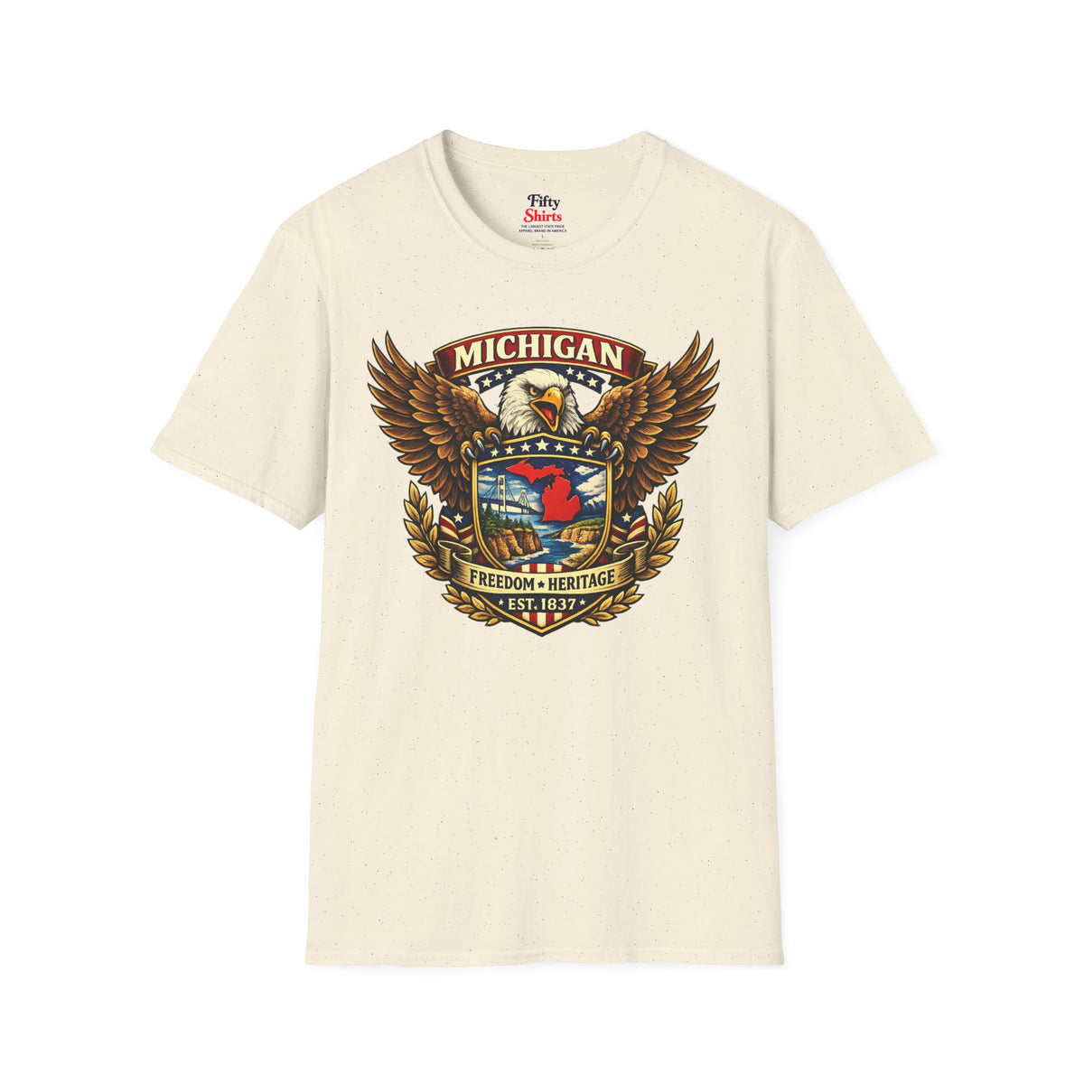 Michigan Americana Eagle Unisex Softstyle T Shirt State Pride Graphic Tee Collections FS03