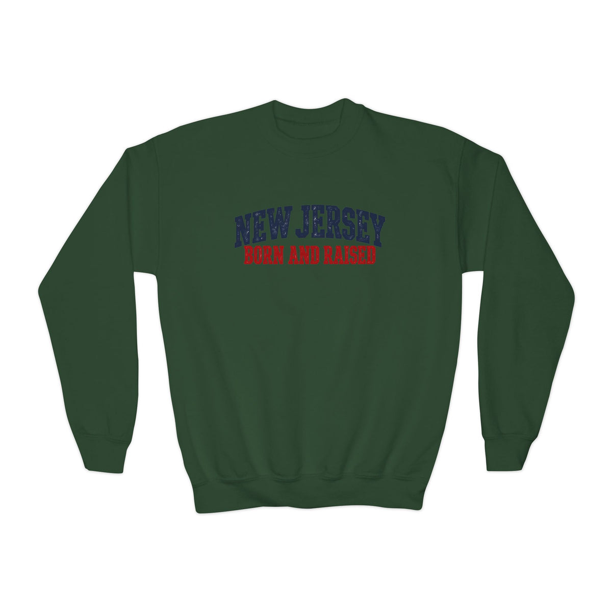 New Jersey Born and Raised Classic Northeast Unisex Youth Crewneck Sweatshirt Graphic