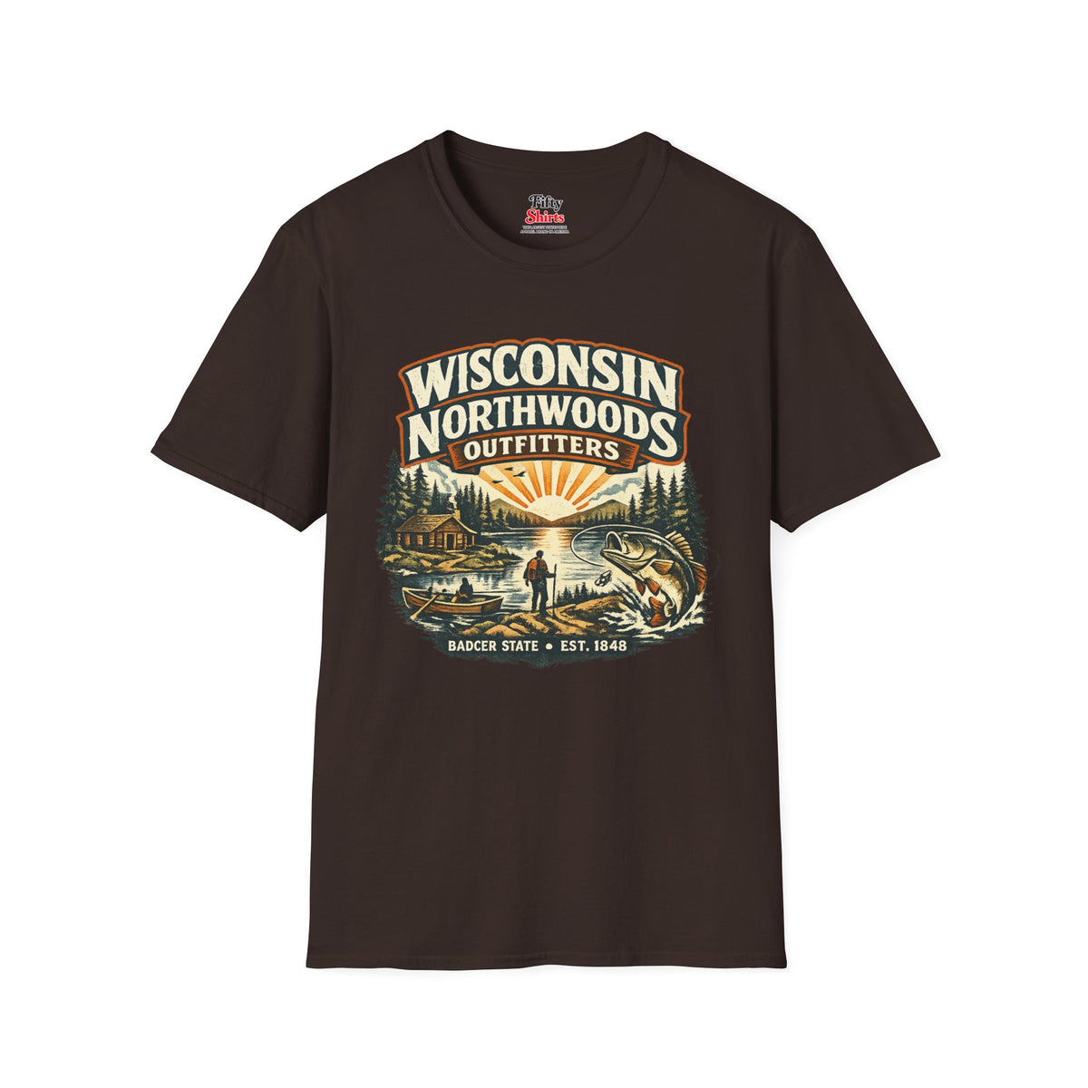 Wisconsin Northwoods Outfitters Unisex Softstyle T Shirt State Pride Graphic Tee Collections FS03