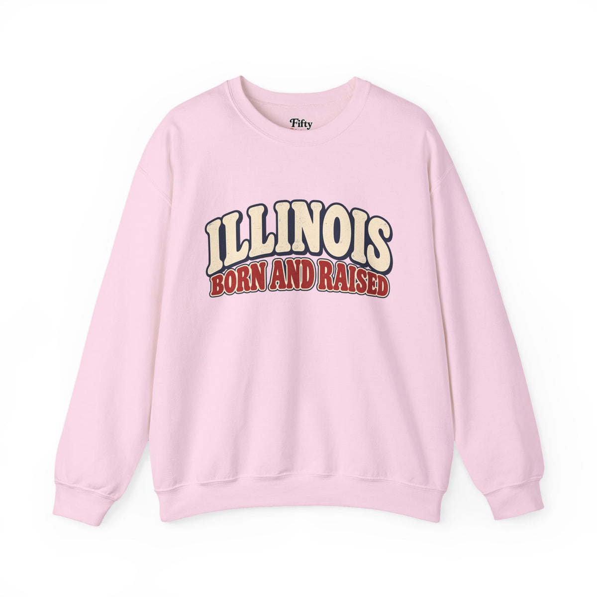 Illinois Born and Raised Retro 1970s Unisex Sweatshirt Graphic