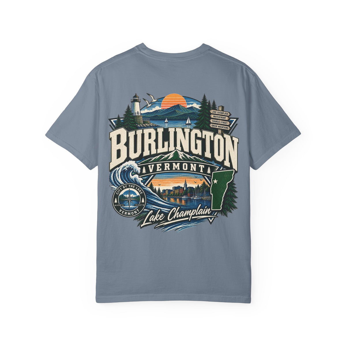 Burlington Vermont Unisex Comfort Color 1717 Streetwear Graphic Tee