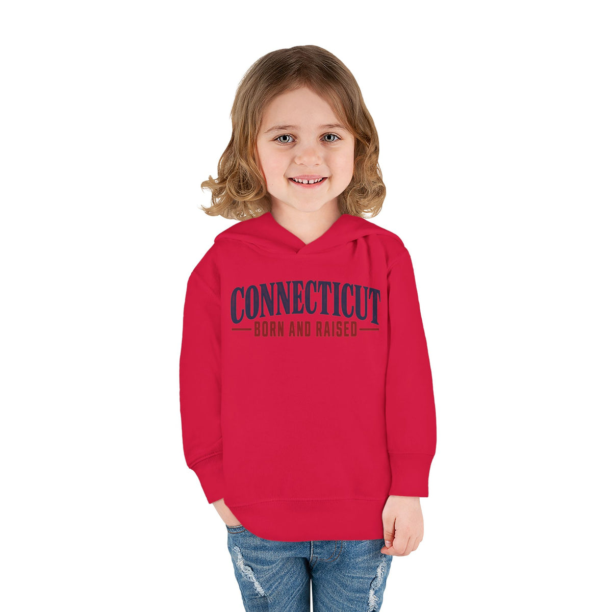 Connecticut Born and Raised Classic New England Unisex Toddler Pullover Fleece Hoodie