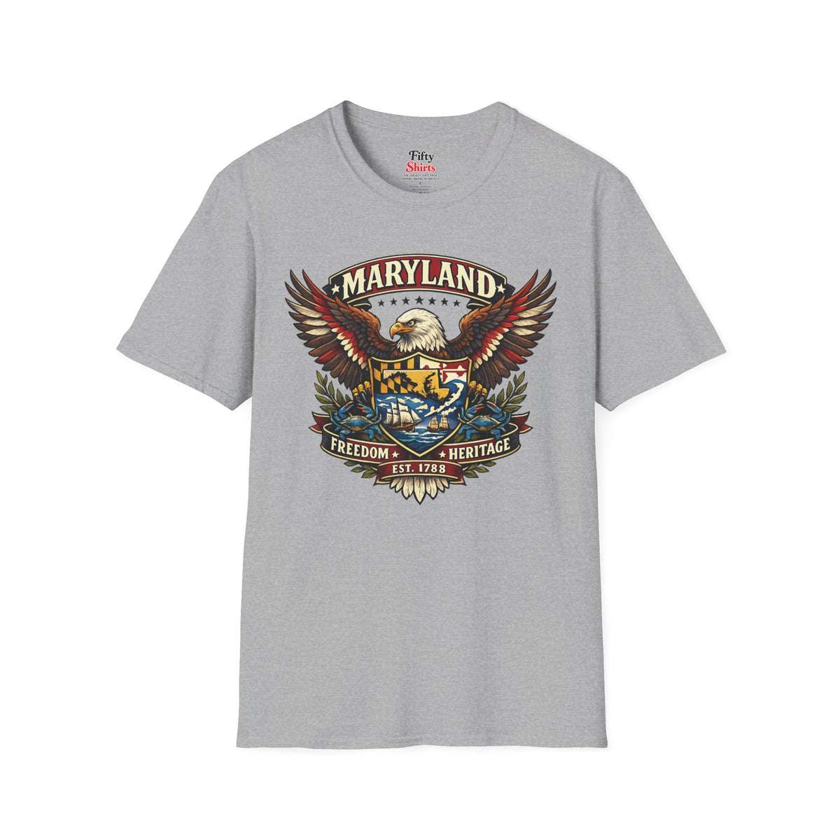 Maryland Americana Eagle Unisex Softstyle T Shirt State Pride Graphic Tee Collections FS03
