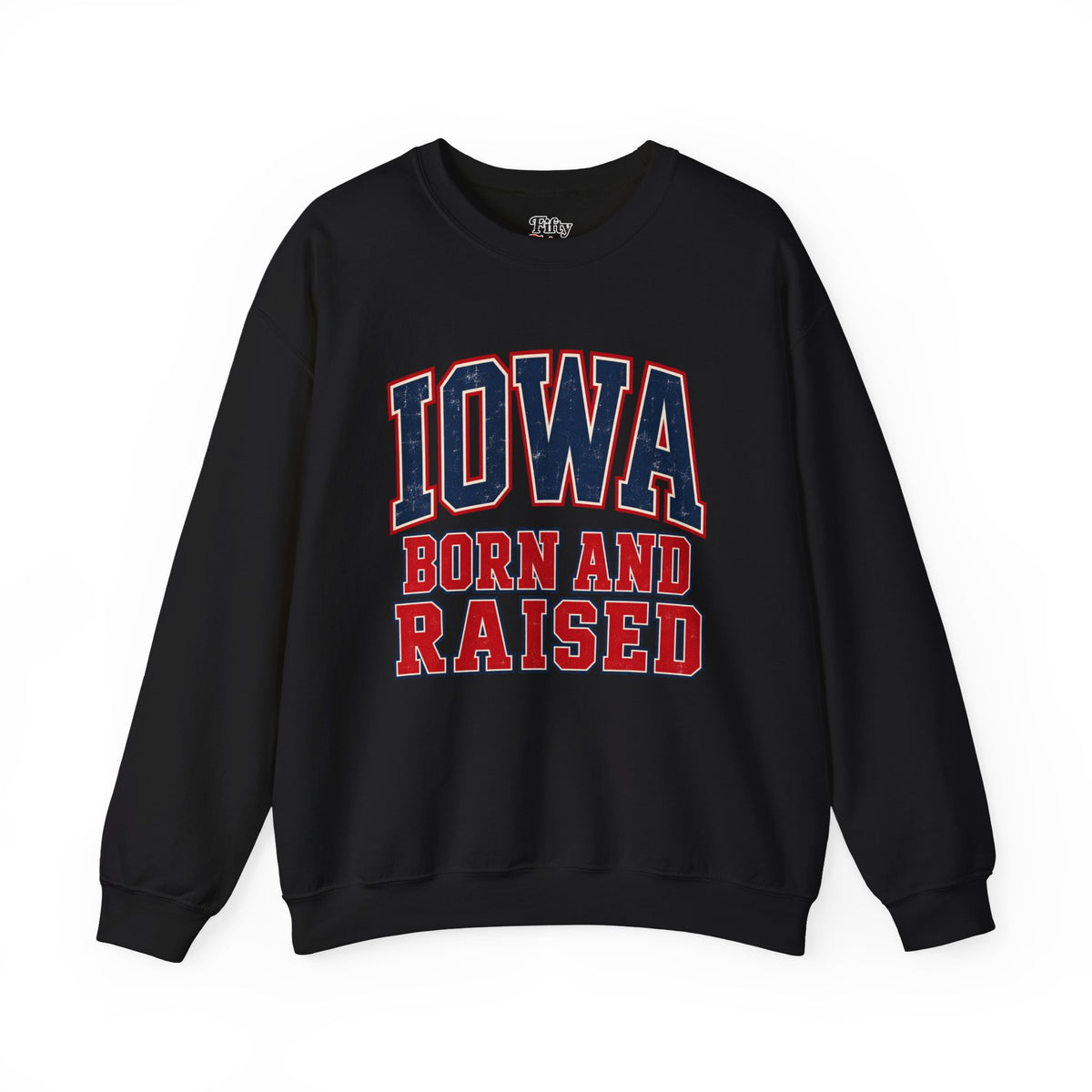 Iowa Born and Raised Vintage Collegiate Unisex Sweatshirt Graphic