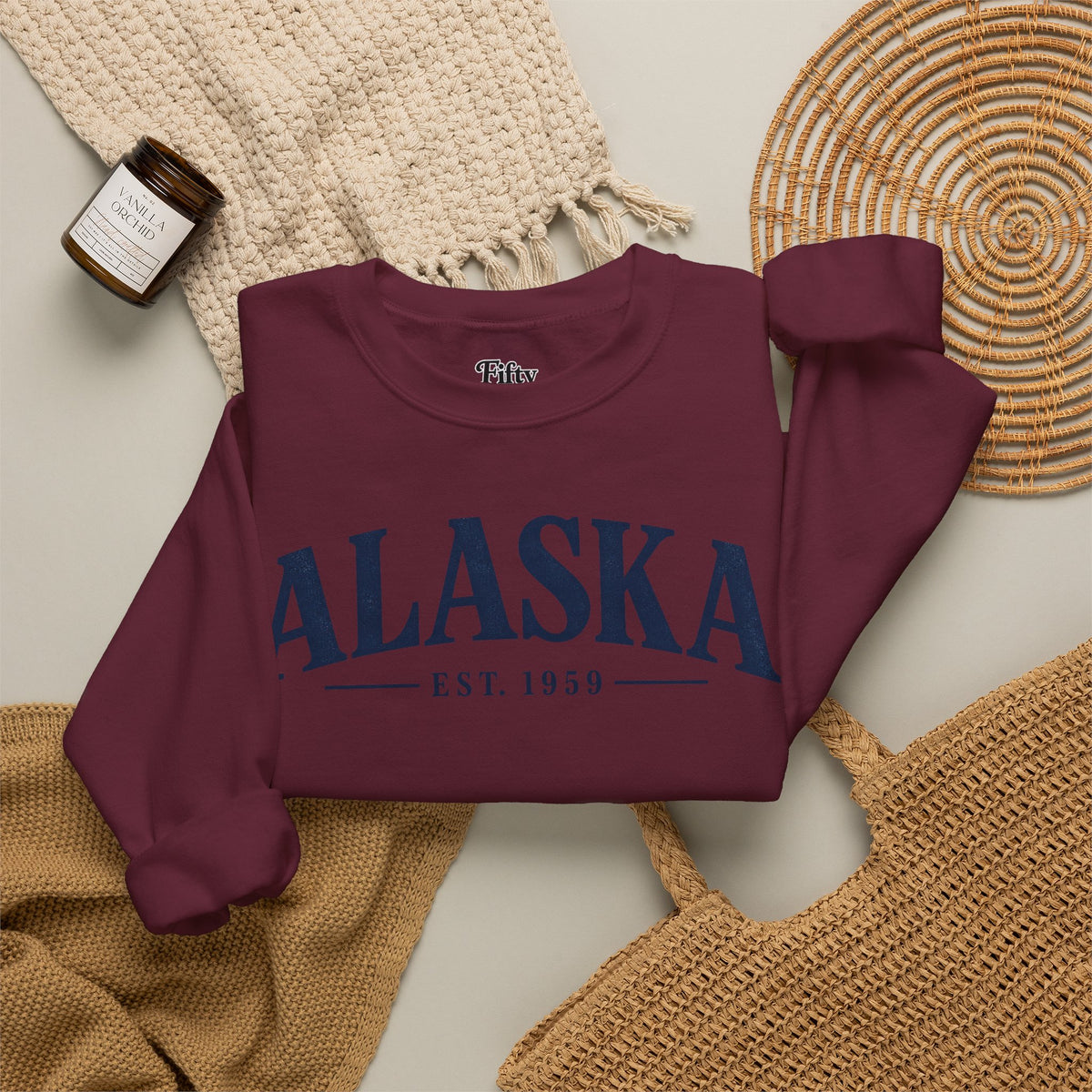 Alaska Est 1959 Unisex Crewneck Sweatshirt State Name Graphic