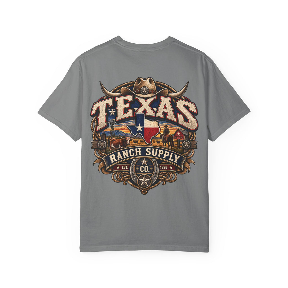 Texas Ranch Supply Co. Unisex Comfort Color 1717 Streetwear Graphic Tee