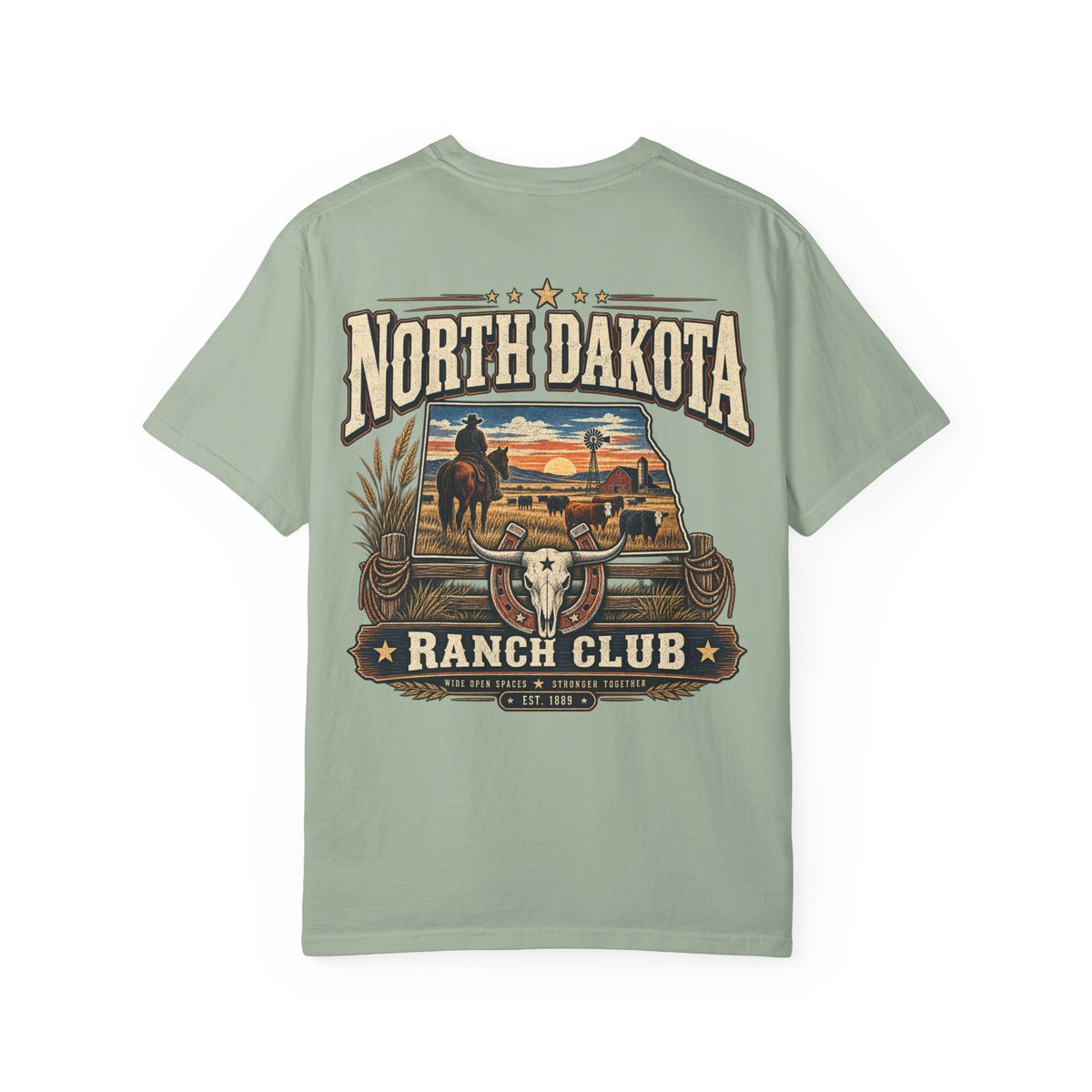 North Dakota Ranch Club Unisex Comfort Color 1717 Streetwear Graphic Tee