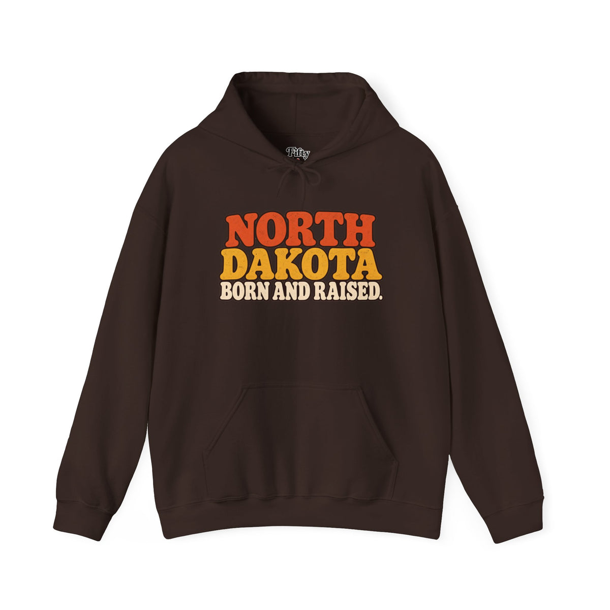 North Dakota Born and Raised 1970s Prairie Retro Unisex Hoodie Graphic