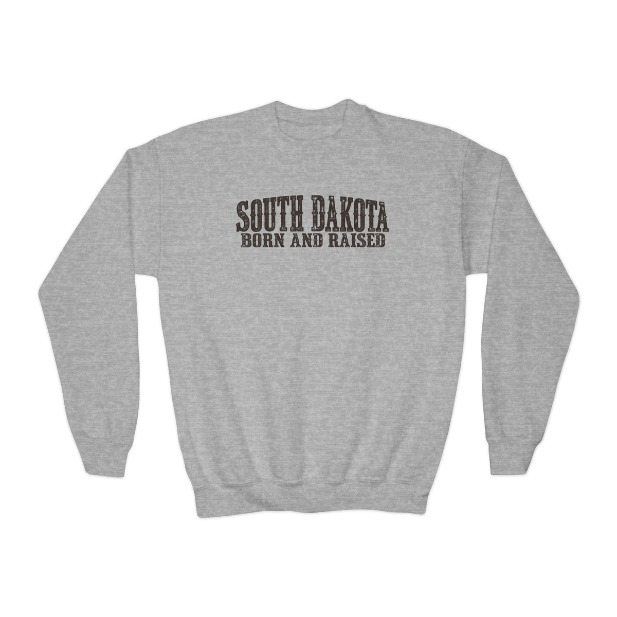 South Dakota Born and Raised Western Heritage Unisex Youth Crewneck Sweatshirt Graphic