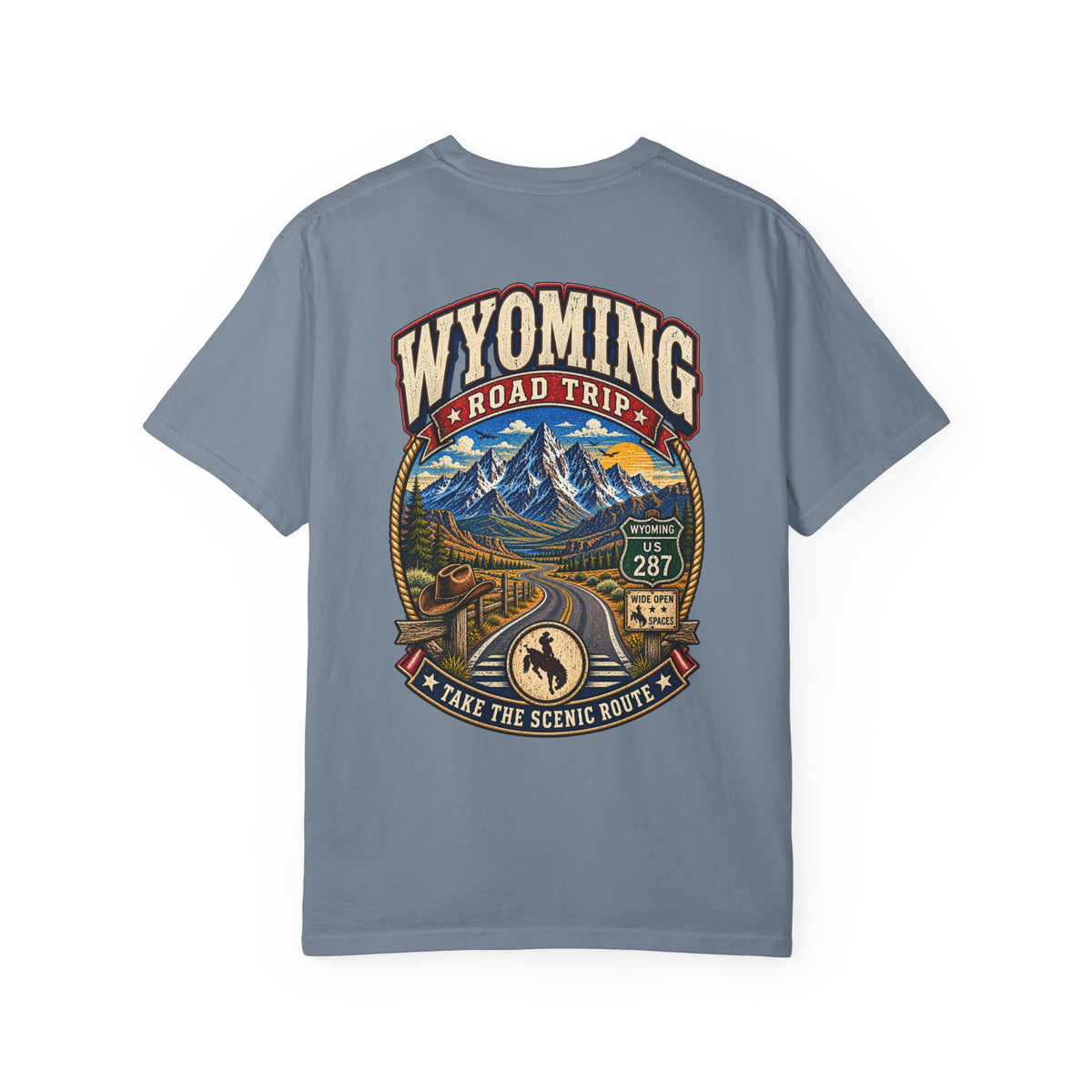 Wyoming Roadtrip Unisex Comfort Color 1717 Streetwear Graphic Tee