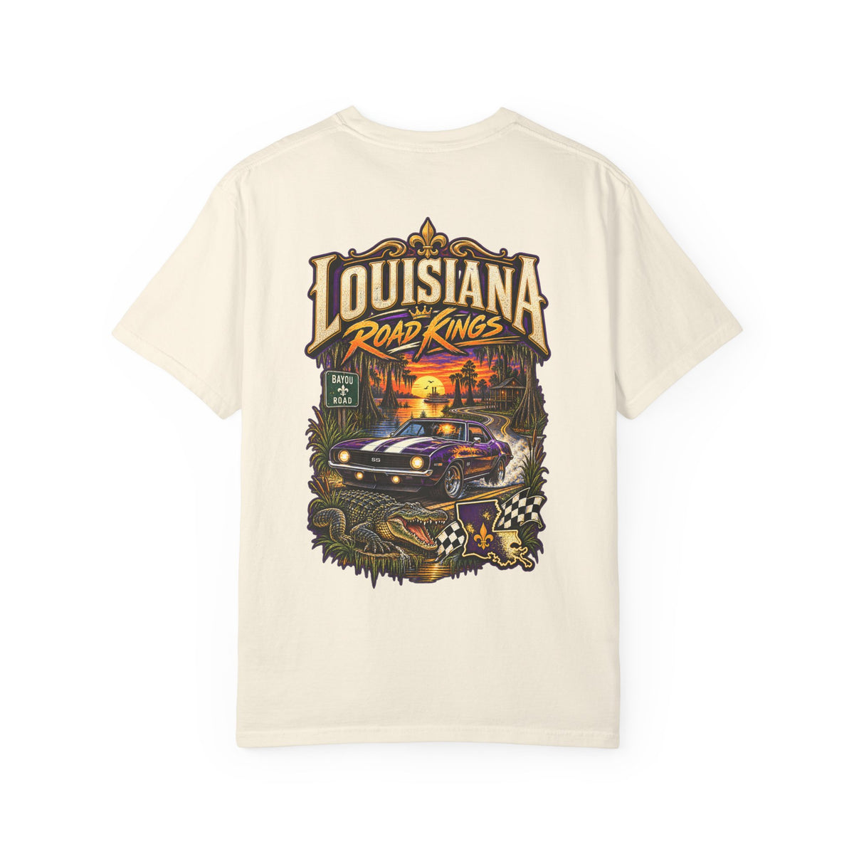 Louisiana Bayou Road Kings Unisex Comfort Color 1717 Streetwear Graphic Tee