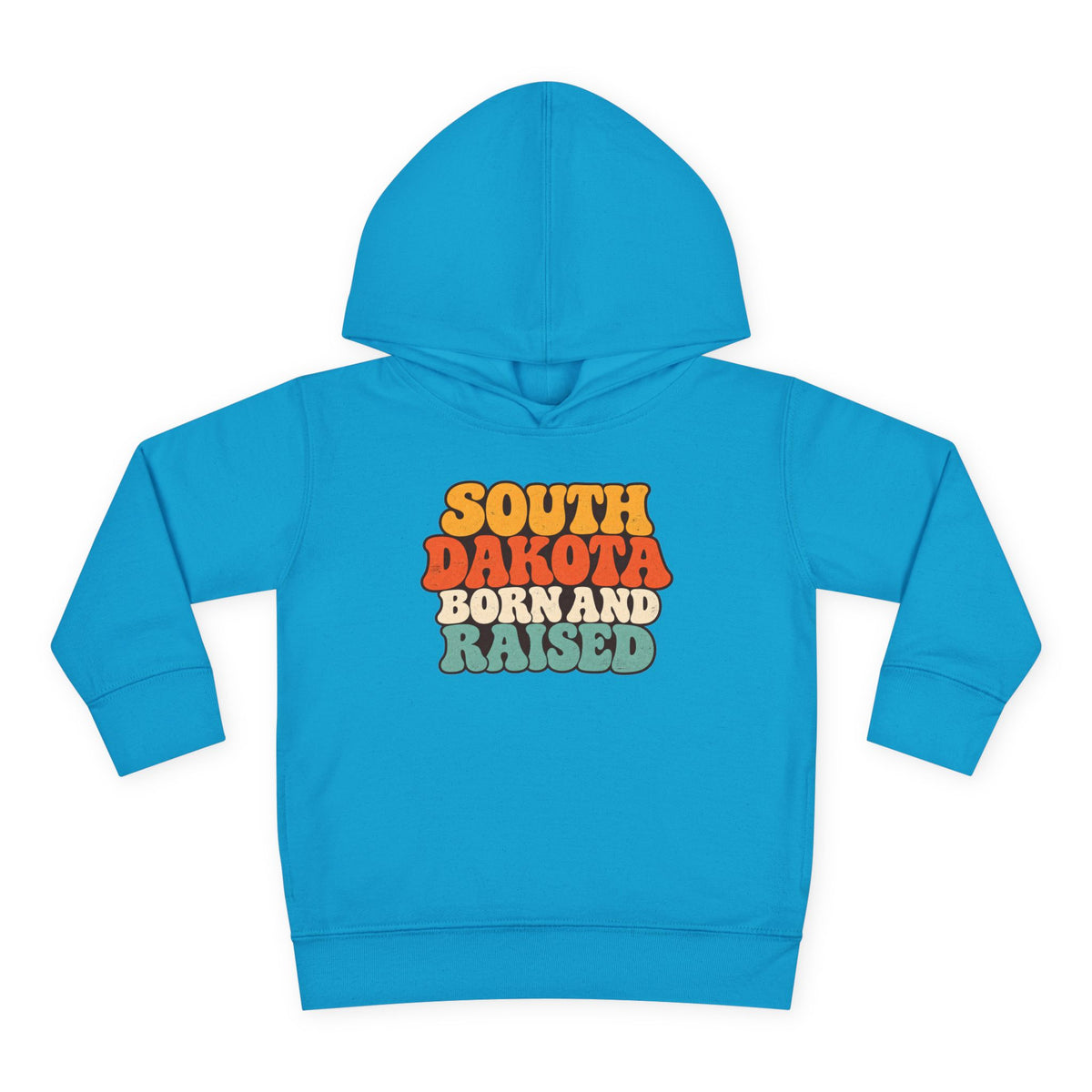 South Dakota Born and Raised Retro 1970s Unisex Toddler Pullover Fleece Hoodie