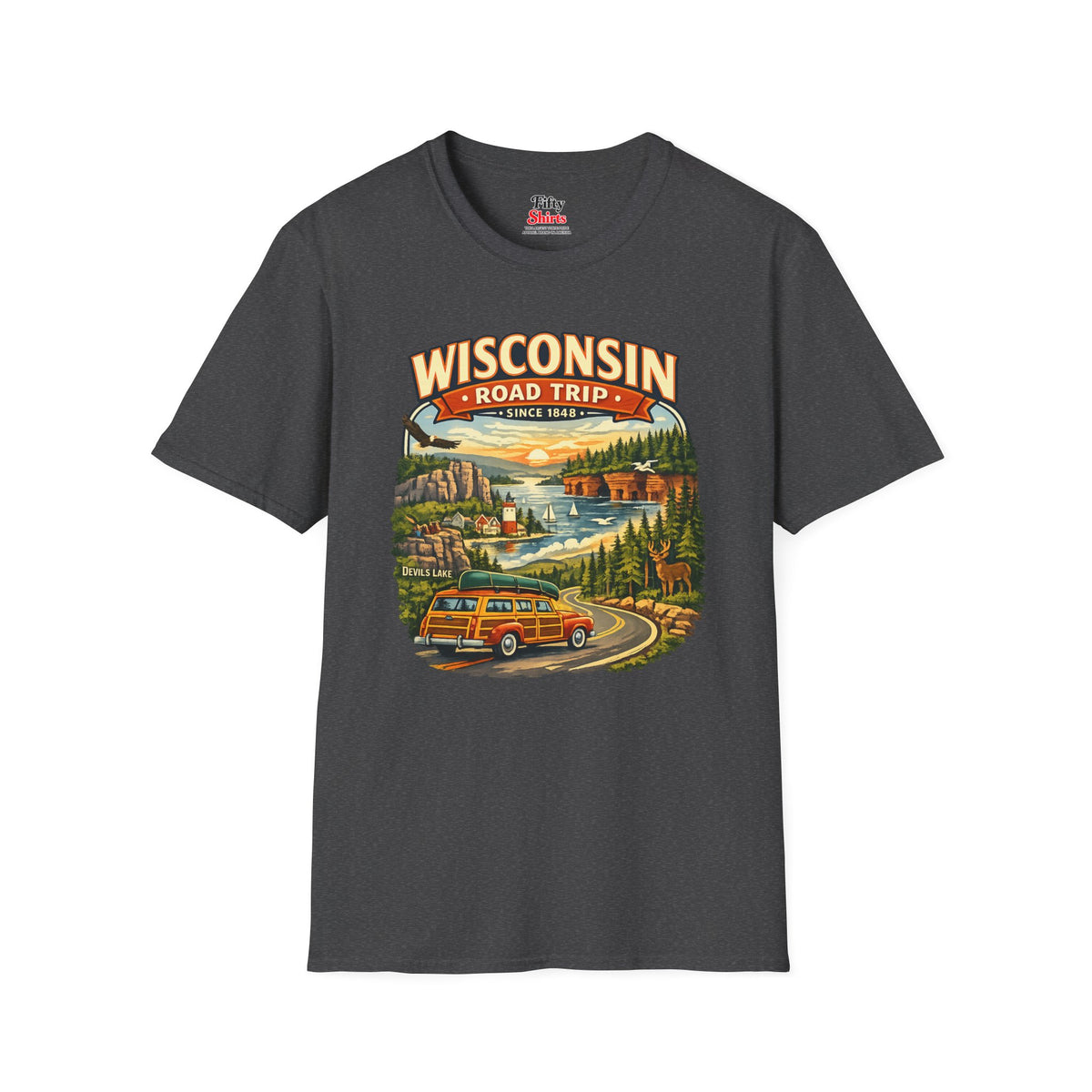 Wisconsin Road Trip Unisex Softstyle T Shirt State Pride Graphic Tee Collections FS03