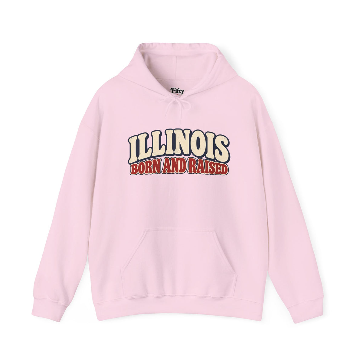 Illinois Born and Raised Retro 1970s Unisex Hoodie Graphic