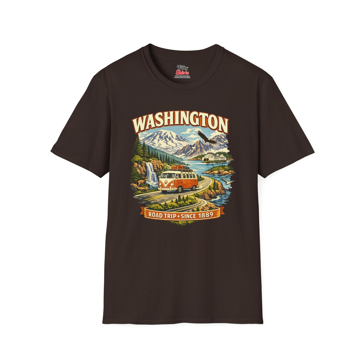 Washington Roadtrip Unisex Softstyle T Shirt State Pride Graphic Tee Collections FS03