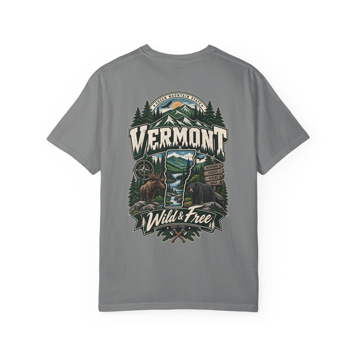 Vermont Wild & Free Unisex Comfort Color 1717 Streetwear Graphic Tee