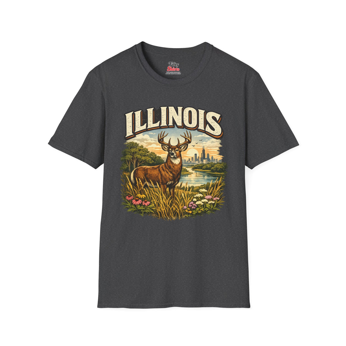 Illinois Wildlife Unisex Softstyle T Shirt State Pride Graphic Tee Collections FS03