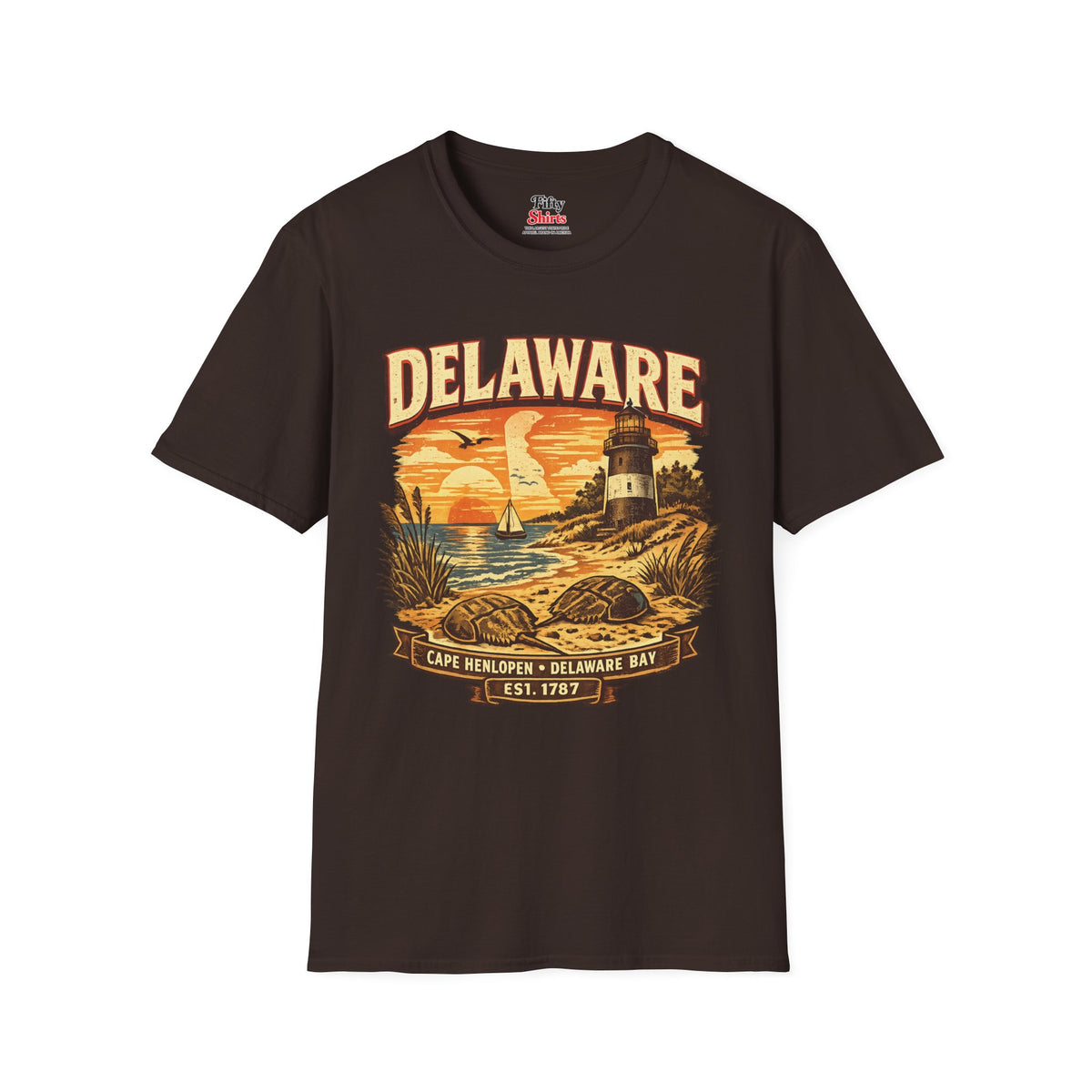 Vintage Delaware Heritage Unisex Softstyle T Shirt State Pride Graphic Tee Collections FS03