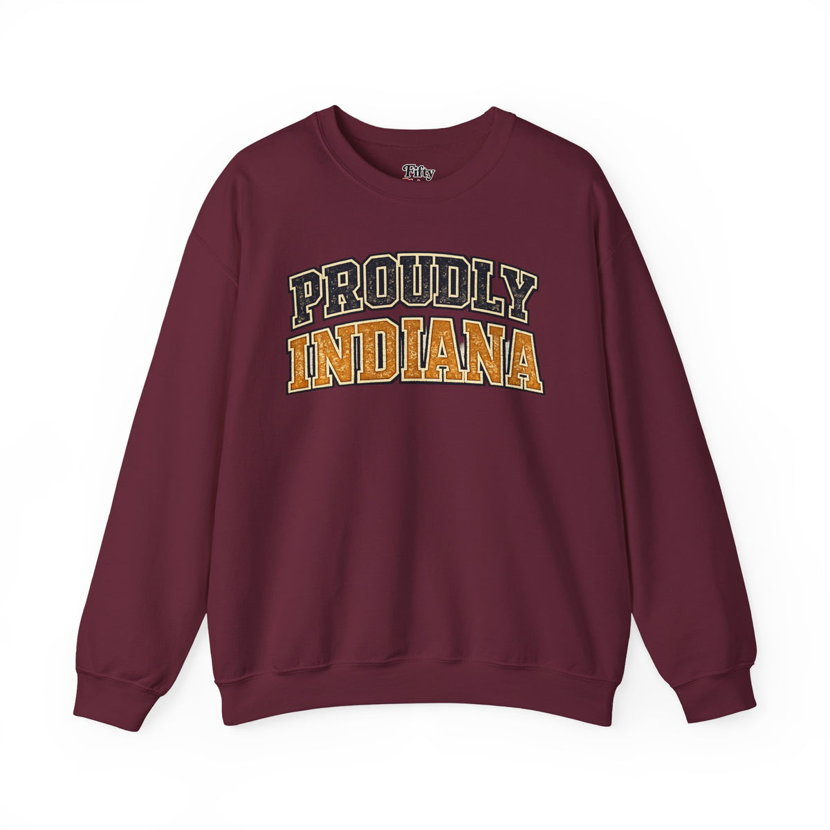 Proudly Indiana Unisex Crewneck Sweatshirt State Name Graphic