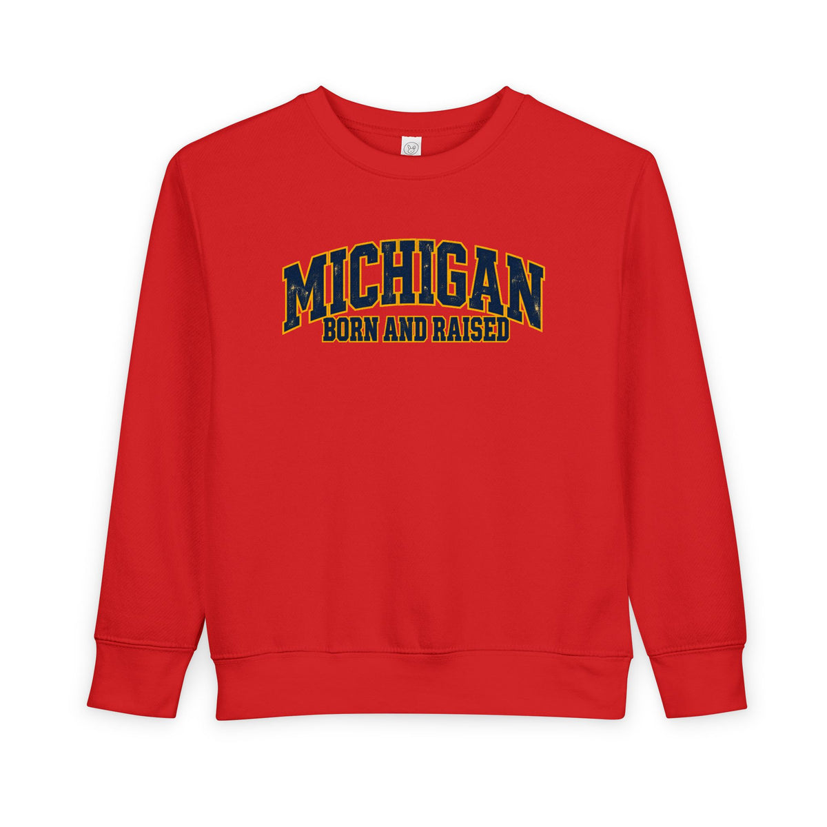 Michigan Born and Raised Bold Retro Unisex Toddler Sweatshirt