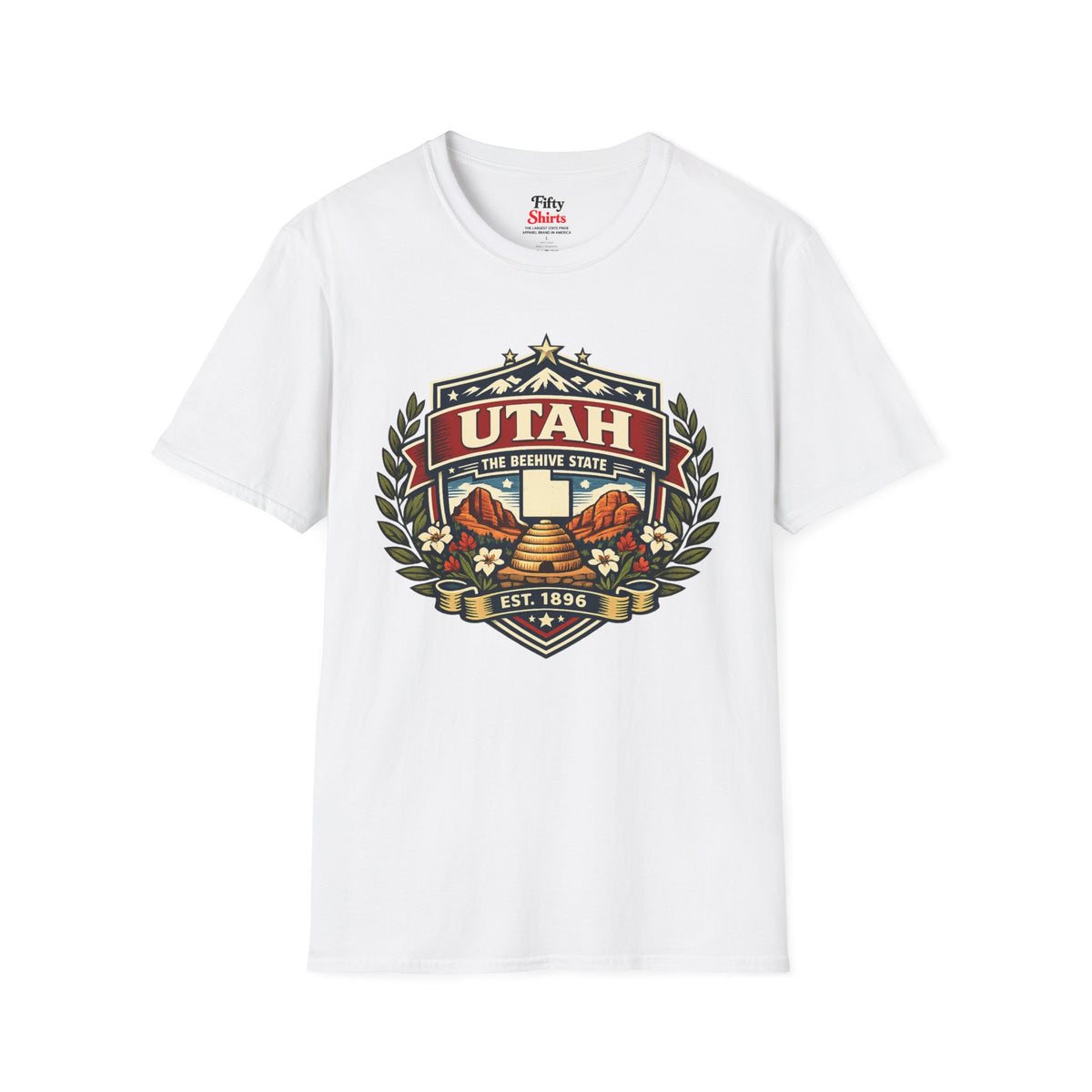 Utah Heritage Badge Unisex Softstyle T Shirt State Pride Graphic Tee Collections FS03
