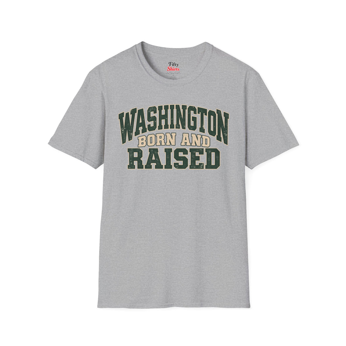 Washington Born and Raised Unisex Softstyle T Shirt State Name Graphic Tee