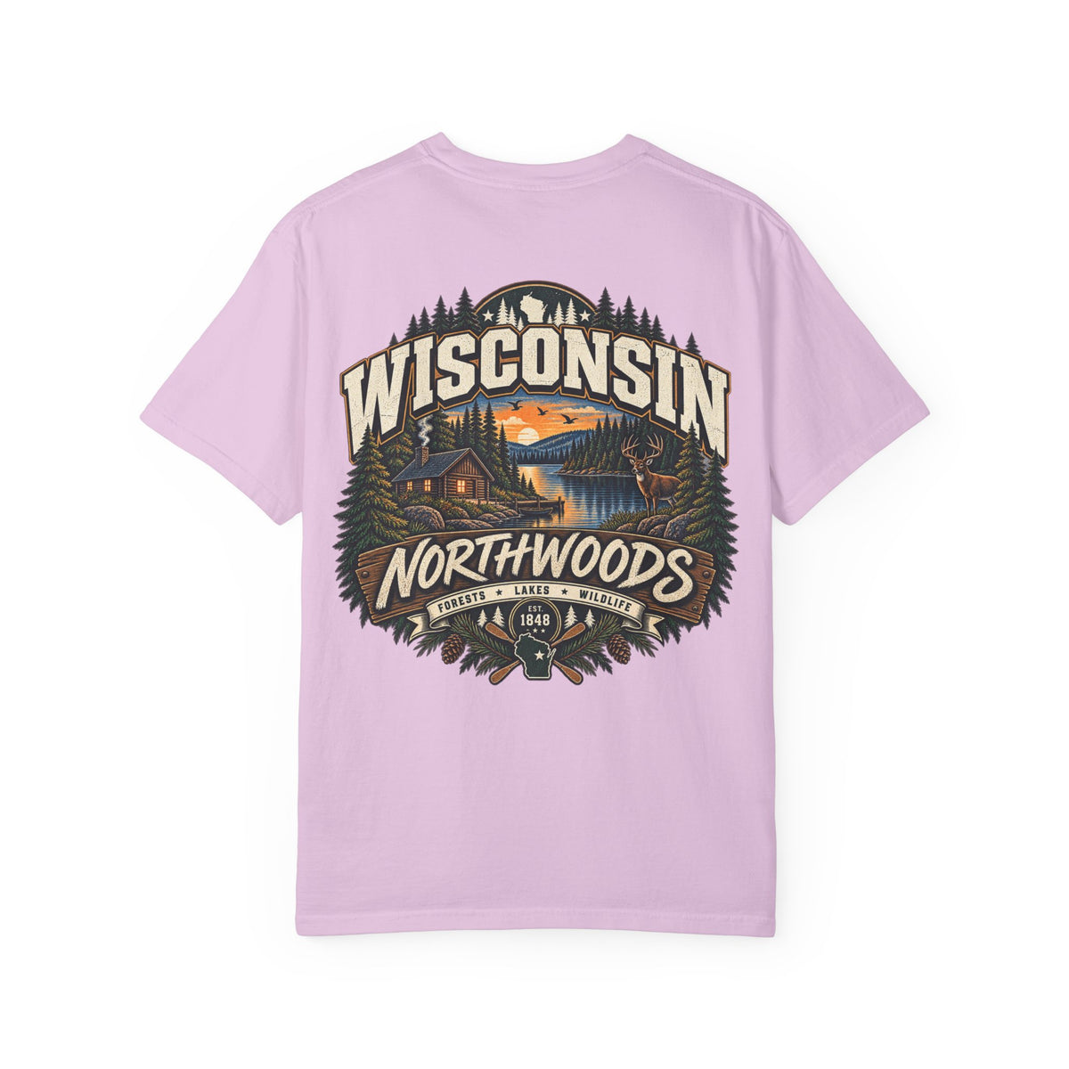 Wisconsin Northwoods Unisex Comfort Color 1717 Streetwear Graphic Tee