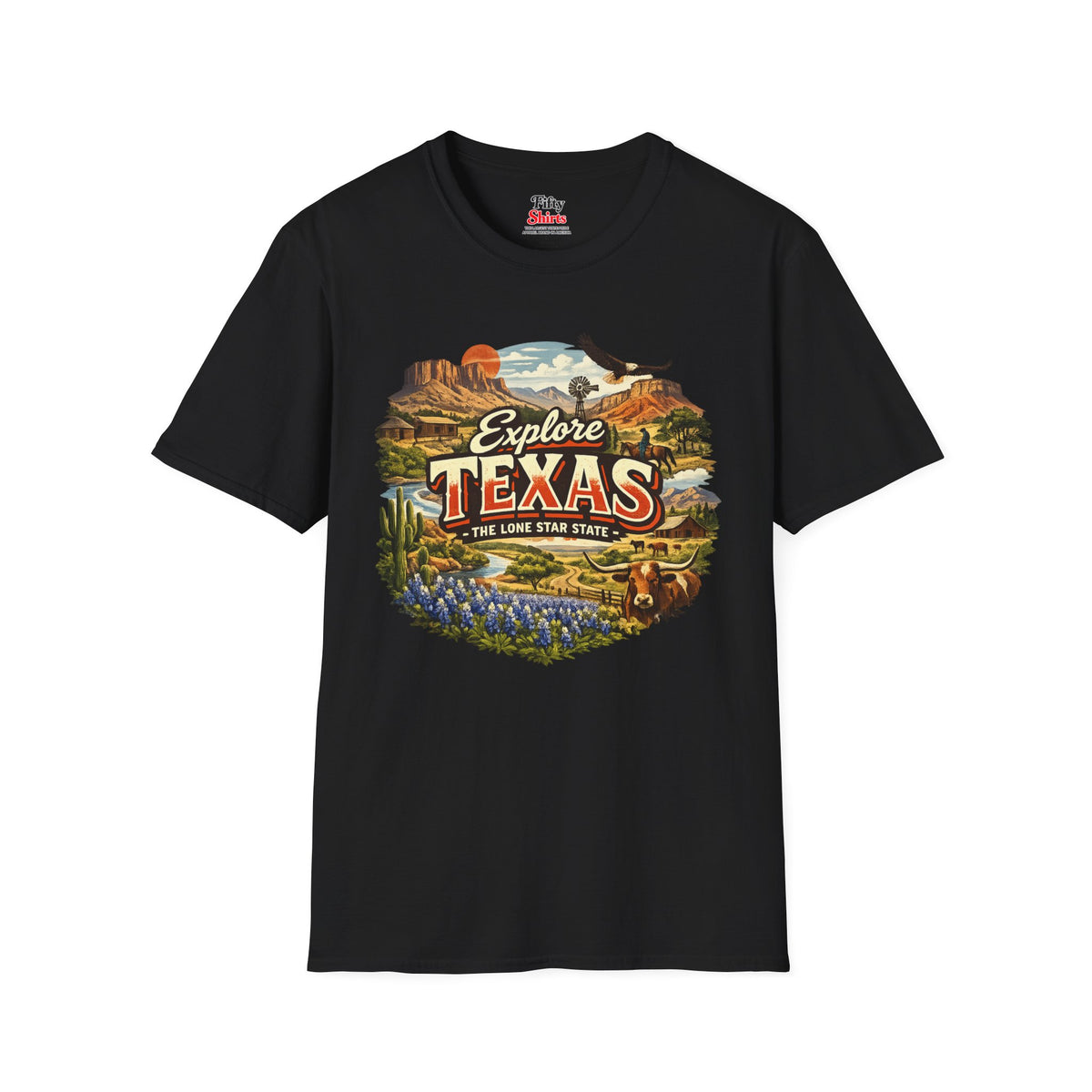Explore Texas Unisex Softstyle T Shirt State Pride Graphic Tee Collections FS03
