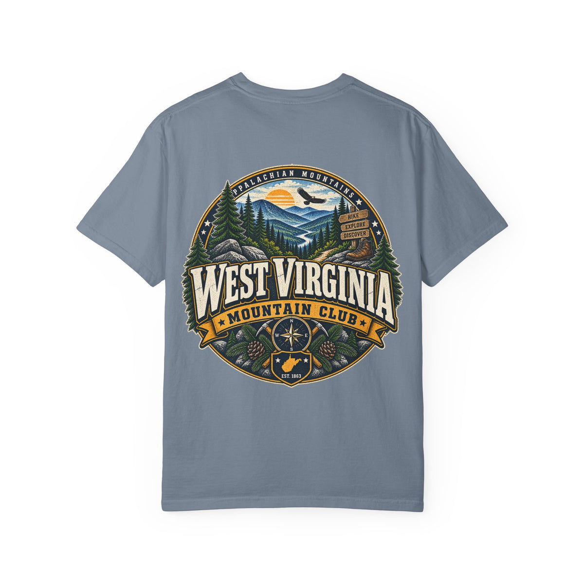 West Virginia Mountain Club Unisex Comfort Color 1717 Streetwear Graphic Tee