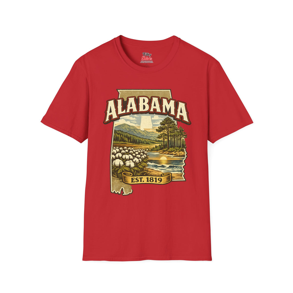 Vintage Alabama Heritage Unisex Softstyle T Shirt State Pride Graphic Tee Collections FS03