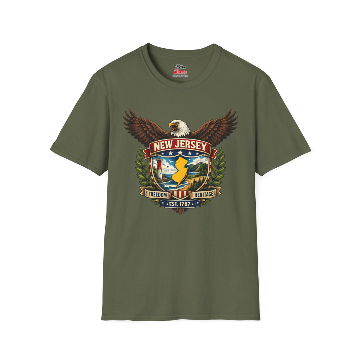 New Jersey Americana Eagle Unisex Softstyle T Shirt State Pride Graphic Tee Collections FS03