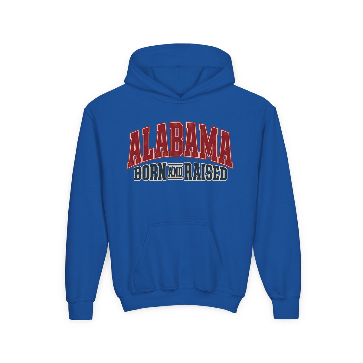Alabama Born and Raised Vintage Athletic Heritage Unisex Youth Heavy Blend Hooded Sweatshirt Graphic